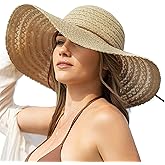 Sun Beach Hats for Women Summer Floppy Wide Brim Sunhat Packable Foldable Lace Travel Vacation
