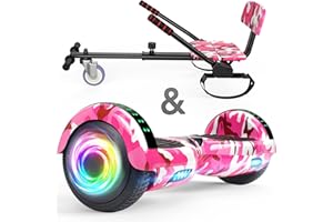 SISIGAD Scooter Seat Attachment, 6.5'' Self Balancing Scooters Go Kart with Bluetooth and LED Lights,Kids Boys Girls Adults
