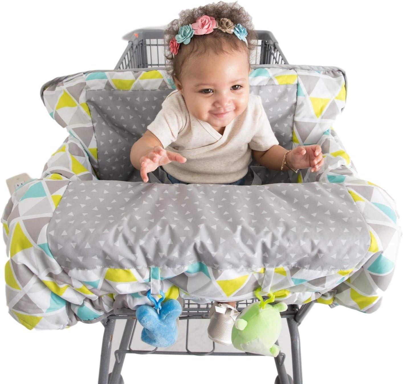 Alphabetz Alphabetz 2-in-1 Large Shopping Cart Cover High Chair Cover, Safety Belt, Cart Cover, Toddler, Universal Size, Fits All Big Box Retialers, Blue, Green