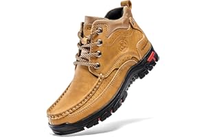 FLYLAND Men's Casual Boots Vintage Leather Ankle Dress Boot Chukka Boots Mid Top Non-Slip Driving Walking Shoes