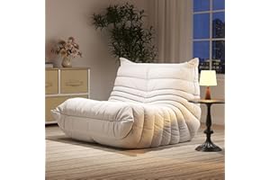 WHGBJA Bean Bag Chairs for Adults, BeanBag Reading Chair Memory Foam Couch, Floor Chair Soft Teddy Material, Comfy Reading Nook Chairs for Bedroom Living Room Office(Beige)