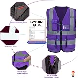 AYKRM Personalised Hi Vis Vest Class 2 Zipper Pockets EN20471 Purple view 3