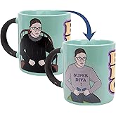 The Unemployed Philosophers Guild Ruth Bader Ginsburg Heat Transforming Mug - Hot Coffee Changes RBG from Work to Workout, Comes in a Gift Box, 14oz