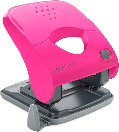 Rapesco 1527 X5-40ps 2 Hole Punch 40 Sheet Capacity Hot Pink