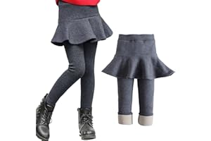 JiAmy Girls Leggings Fleece Lined Legging with Ruffle Skirt Winter Warm Pantskirt for Girl 3-12 Years