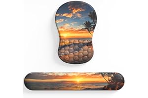 eulps Mouse Pad with Wrist Rest, Ergonomic Memory Foam Keyboard Wrist Pad & Mousepad Wrist Support Set, with Non-Slip PU Base, Pain Relief for Computer (Sunset)