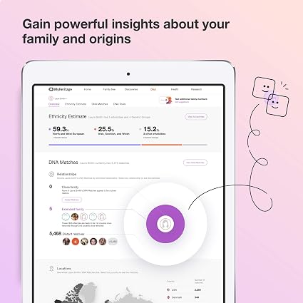 kit per il test del dna di myheritage test genetici per l ascendenza e l etnia che coprono piu di 2 114 regioni geografiche e corrispondenza del dna
