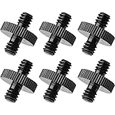 1/4" Male to 1/4" Male Threaded Tripod Screw Adapter Double Head Stud Standard Mounting Thread Converter for Camera Cage Mount Light Stand Monopo Shoulder Rig Tripod Black-6 Packs
