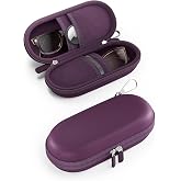 ProCase Hard Double Sunglasses Glasses Case for Men Women -Plum | EVA Shell Shockproof Dual Eyeglass Holder with Metal Hook and Velvet Lining, Travel Zipper Organizer for Couple Gifts(1 Pack)