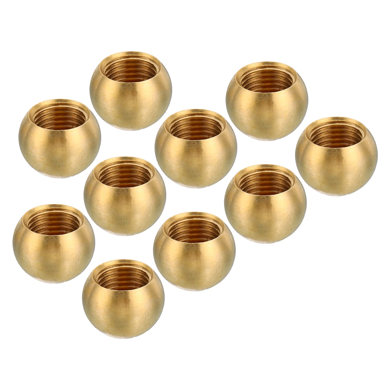 PATIKIL M10x1 15mm Thread Lamp Finials Cap Knob, 10 Pack Brass Ball Lamp Decoration Screw Caps Threaded for Furniture Lighting Lamps