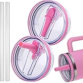 Replacement Lid for Stanley 40 oz and 64 oz Tumbler.Leakproof Flip Straw Lid Fit Stanley Cup Quencher H2.0 40 oz/64 oz and Stanley ProTour 40oz/64oz Tumbler.(Peony,2-Pack)