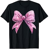 Cute Pink Bow Coquette Aesthetic Bow Print Bow T-Shirt