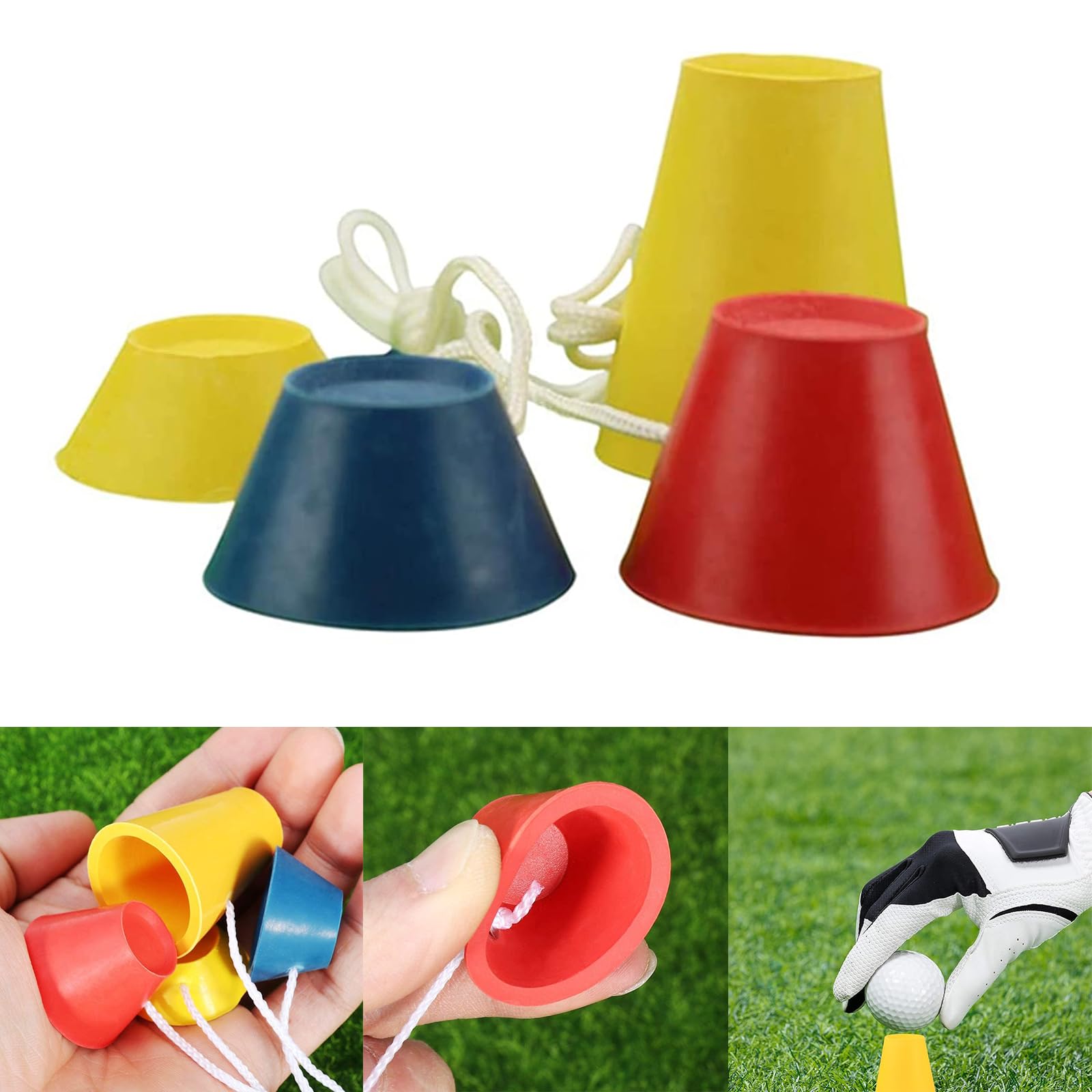 AMRTA Rubber Golf Tees Winter for Range Mats for Golf Mat Mixed Size Training Practice Kits, Winter Golf Tees Set with Different Heights for Frosty Days Hard Ground (4 Pcs)