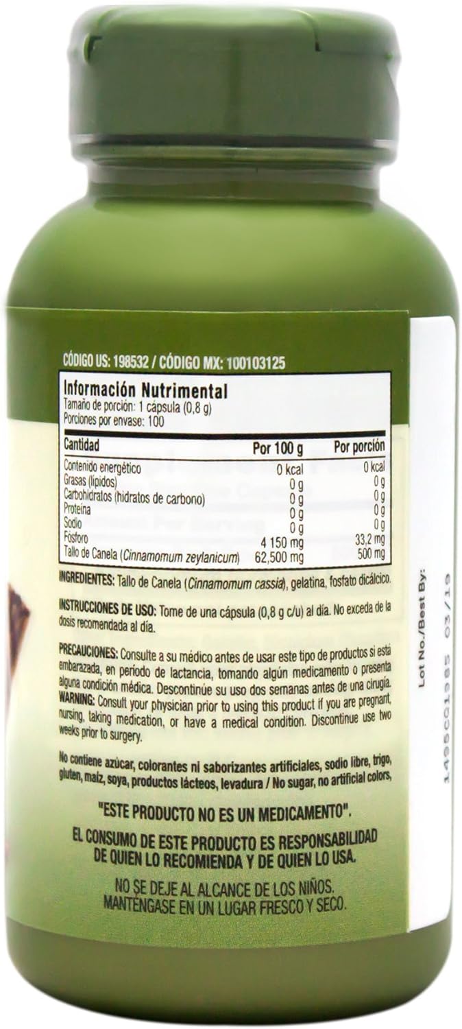 GNC Herbal Plus Cinnamon Bark 500mg, 200 Capsules, Traditional Ayurvedic Herb: Health & Personal Care