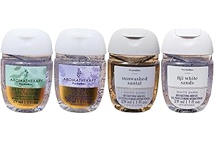 Bath & Body Works PocketBac Hand Sanitizer Gel 29 ml, 4-Pack (Eucalyptus Spearmint, Lavender Vanilla, Sunwashed Santal, Fiji 