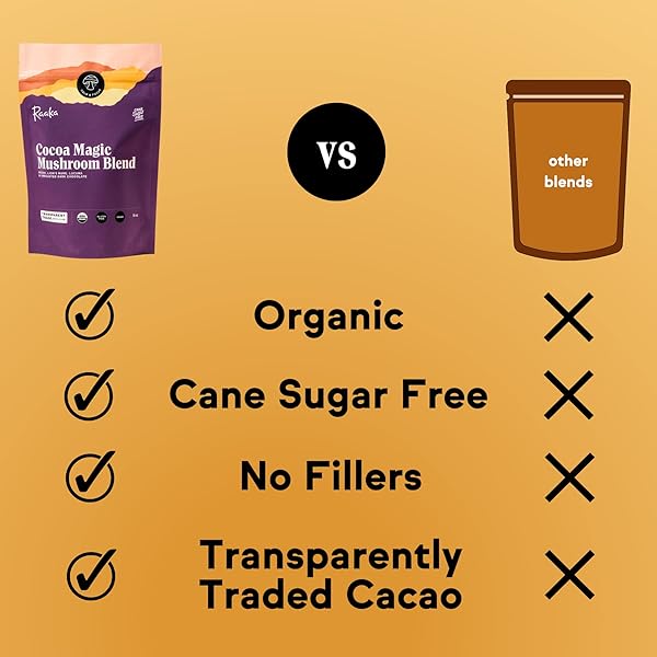 RAAKA COCOA MAGIC MUSHROOM HOT CHOCOLATE BLEND WITH LION’S MANE, REISHI AND LUCUMA – GOURMET ADAPTOGENIC MUSHROOM HOT CHOCOLATE – ORGANIC, VEGAN, LOW SUGAR, GLUTEN FREE, KOSHER – 5 OZ. BAG (8 SERVINGS)