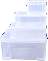 Really Useful Box Storage Pack 4: 48L 12L 9L 3L Clear PP view 3