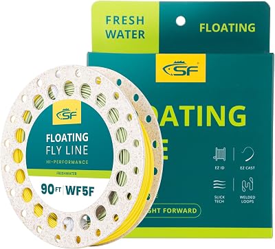 SF Fly Fishing Line WF5F 90FT Weight Forward Floating Moss Green Gold Welded