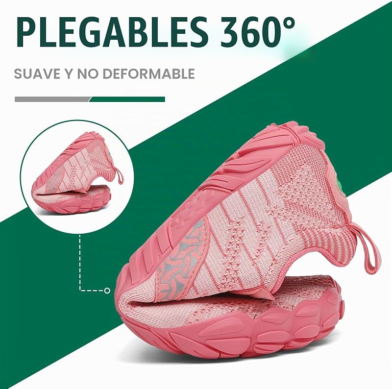 Zapatillas Barefoot Hombre Mujer Zapatillas Minimalistas Zapatos Barefoot Calzado Minimalistas Zapatillas de Trail Running Barefoot Shoes para Zero Drop Suela Rosa Intenso,Gr.42