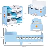 ZONEKIZ Kids Bedroom Furniture Set - Bed, Toy Box, Storage Unit - Blue view 7