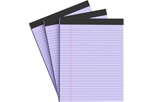 AILZFEI Purple Legal Pad Note Pads 8.5 x 11 inch, Wide Ruled, 30 Sheets/Pad, 20lb Colored Paper, Perforated Notepad with Sturdy Back (3 Pads Purple)