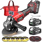 Avhrit Cordless Angle Grinder 4-1/2 Inch, 21V Brushless Battery Grinder Tool with 2×4.0Ah Batteries, Adjustable 3-speed with LED for Metal Cutting, Grinding, Rust Removal