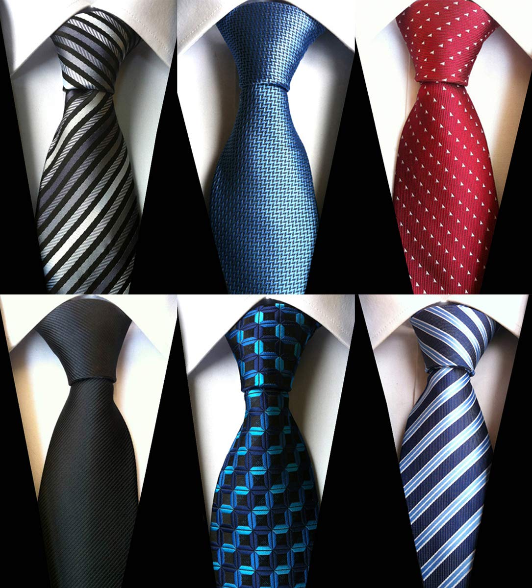 AduloveMen's Necktie Classic Silk Tie Woven Jacquard Neck Ties 6 PCS
