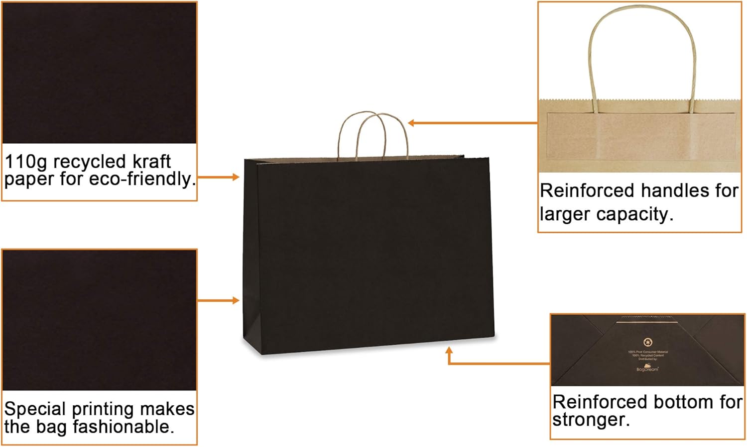 Bolsas papel negras | Bolsas de plástico, de papel, de tela