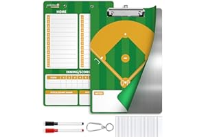 AOLEBA Baseball Lineup Board, Dry Erase Magnetic Baseball Clipboard for Coaches, Metal Dugout Board with 30 Lineup Cards, Bas
