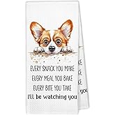 XBBMGG Funny Corgi Dog Kitchen Towels, Corgi Gifts for Women Lovers Dish Hand Tea Towels, Funny Dog Mom Lovers Owner Gifts Decorative Towel for Kitchen, 16x24 Inch