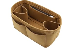 LEXSION Felt Purse Organizer Insert Bag In Bag with Two Removeable Holder 8020 Light Brown XL