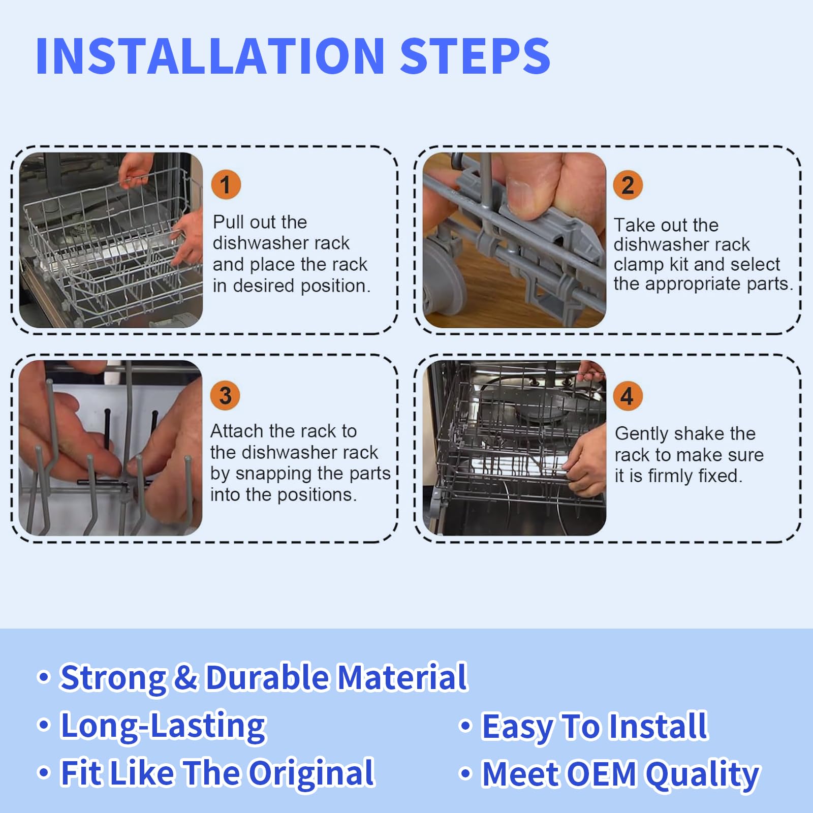 00428344 Dishwasher Bearing Lower Rack Flip Tine Clip Kit Compatible With Bosch Thermador Kenmore Dishwashers Replaces 418499 00418499 428344 420199
