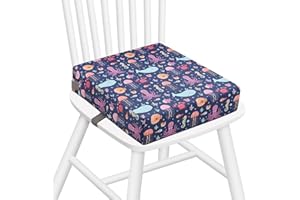 Zicac Portable Toddler Booster Seat for Dining Table, Safer Non-Slip Kids Booster Seat with Double Adjustable Straps, Washable Detachable Strong Support Increasing Cushion for Child (Purple Octopus)