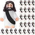 Bememo 25 Pcs Little Jesus Figures Original Design Mini Rubber Jesus Toys to Hide and Seek Religious Party Favors Sunday School Baptism Gifts(Black)