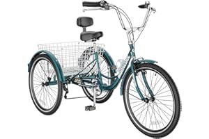 MOPHOTO Adult Tricycles Three Wheel Cruiser Bike 7 Speed, Adult Trikes 24/26 inch Wheels Low Step-Through, Three-Wheeled Bicycles for Women, Men, Seniors