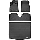 HAFIDI® Floor Mats & Cargo Liner Set Fit for 2021-2024 2025 Ford Mustang Mach E (Not for Mustang) All Weather Protection TPE Anti-Slip Automotive Full Set Floor Liners Custom Accessories - Black