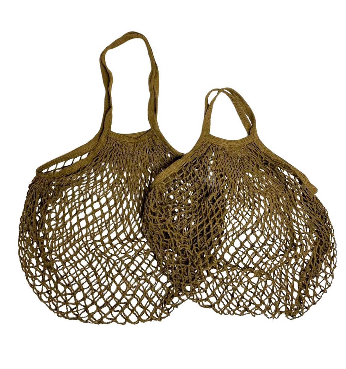 Modo Reusable (2 Pack) String Cotton Net Shopping Bags 1 Short & 1 Long Handle Bag Multipurpose Toys Storage (Brown) — image 1