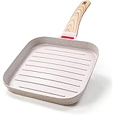Biubumtu Grill Pan MINI Size 19cm/7.5 Inch, Indoor Cooking Non-Stick Steak Pan, Aluminum Skillet Griddle, Induction Compatible, PFOA Free