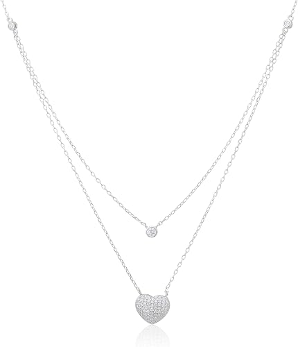Amazon フォリフォリ Folli Follie Fashionably Silver ハートモチーフ二連ネックレス シルバー 3n15s073c ネックレス 通販