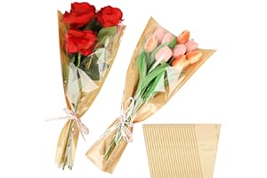 CECLIY 50 Pcs Flower Bags for Bouquets,Bouquet Wrapping Paper,Kraft Paper Flower Sleeves for Bouquets,Flower Bags for Birthday Wedding Graduation Gift, Florist Wrap Supplies,45.2 * 24cm/17.8 * 9.4inch