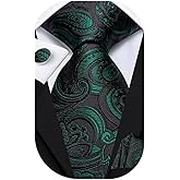 Dubulle Ties for Men Silk Mens Paisley Floral Striped Necktie and Handkerchief Cufflinks Wedding