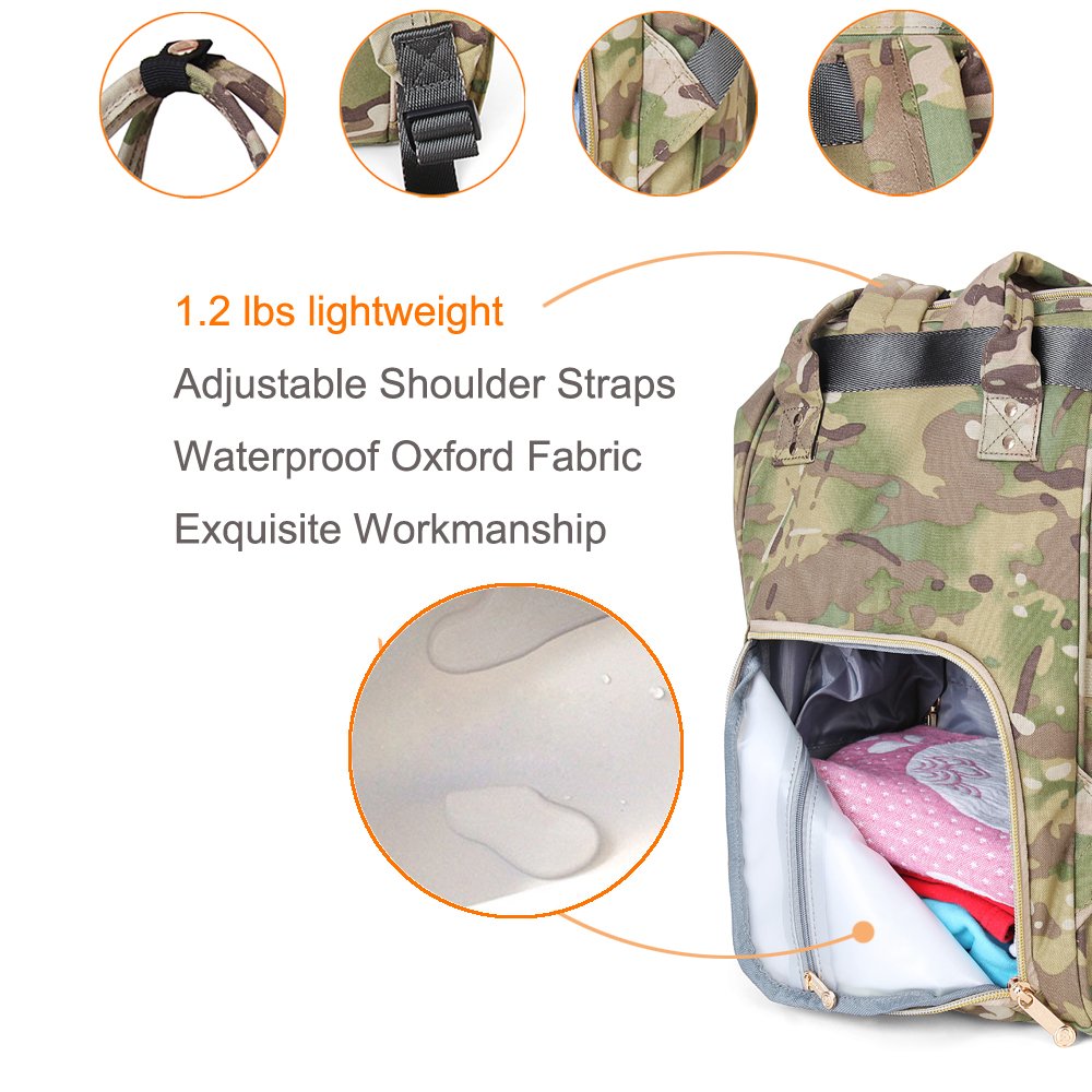 Tactical Backpack Diaper Bag for Women Men Insulated Toddler Camo Travel Backpack
