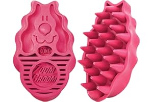 KONG - ZoomGroom - Dog Brush for Grooming and Shampooing - Red Brush for Large Dogs