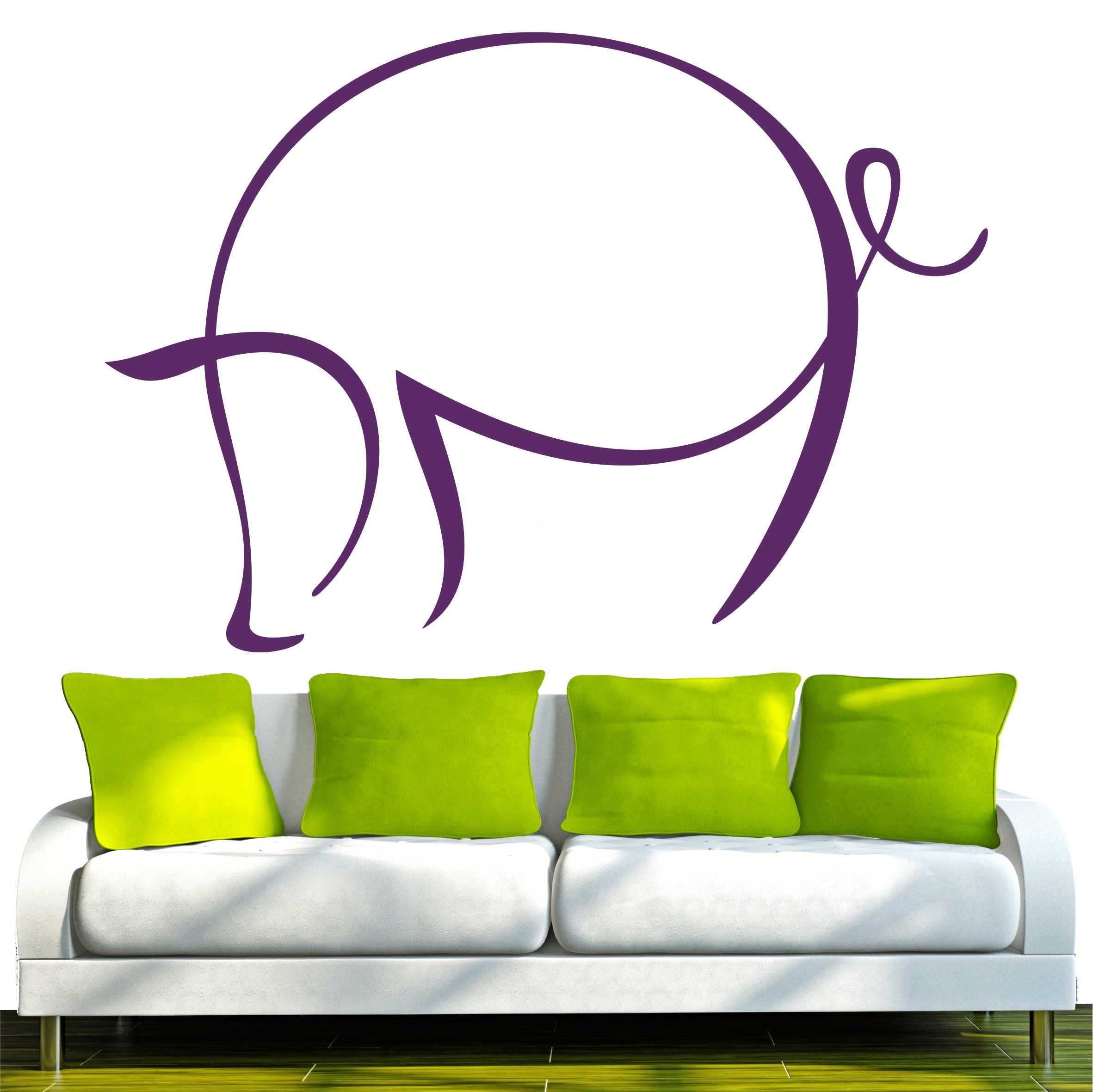 INDIGOS 4051095829577 D271 – Cute Tribal Grunt Pig Pigs Piglets Wall Sticker Home Graphic Decal Gift Decor Kids Room Novelty Wall art vinyl sticker – Purple, 96 x 67 x 1 cm