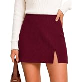 Micoson Corduroy Mini Skirt for Women Low Waist Skort with Built-in Shorts | Loose Fit, Side Split Skirts, Fall Clothes, Winter Outfits, Soft Stretch Micro Skorts for Travel, Work, Daily Wear, Shopping