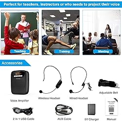 Portable Voice Amplifier Wireless & Wired Headset