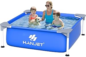 Hanjet 3.6 Foot x 13.8 Inch Kids Small Deep Pool for Adults Swimming Pool Above Ground, Rectangle Eco-Friendly Odorless Backyard Pool for Dog, Easy to Clean & Durable Frame for Toddlers