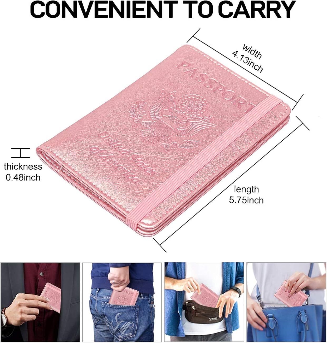  | HERRIAT Leather Passport Holder Cover Case RFID Blocking Travel Wallets Card Case for Women Men(Rose Gold) | Passport Covers