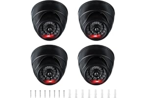 PATIKIL Fake Security Camera, 4Pcs Dummy Dome Cameras with Flashing Red LED Light/Screw/Cover for Indoor & Outdoor Home Busin
