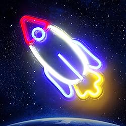 Rocket Neon Signs for Bedroom Decor, USB Powered